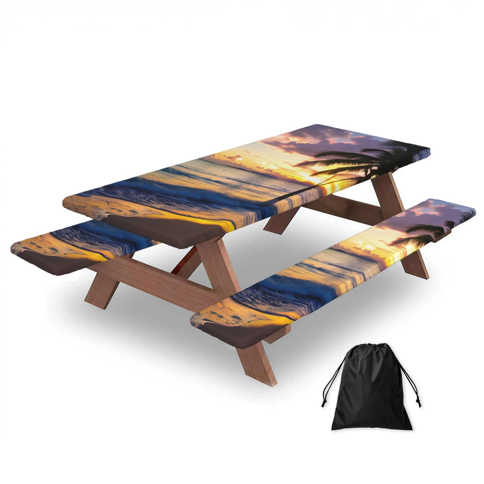 AYYQWE Breathtaking Jamaica Beach Print Picnic Table Bench Cover Outdoor Garden Party Decor Daily Accessory Gift