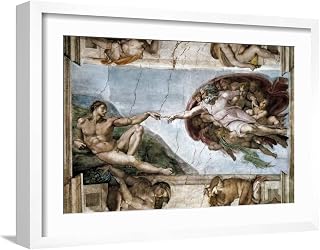 ART.COM Wall Art Print Sistine Chapel, the Creation of Adam on White Frame, 23" x 17"
