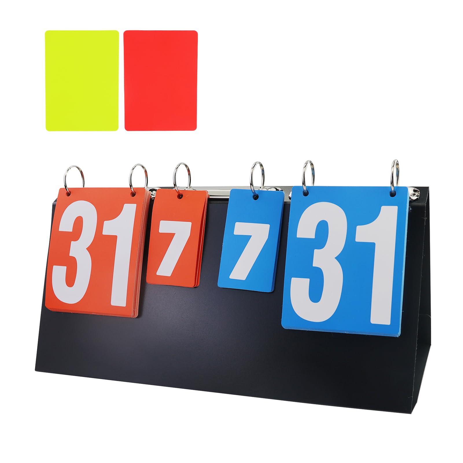 Tabellone segnapunti Portatile, segnapunti pallavolo, Flip Sport Scoreboard, con 2 cartoncini arbitri, per Pallacanestro, Calcio, Badminton, Ping Pong, Tennis