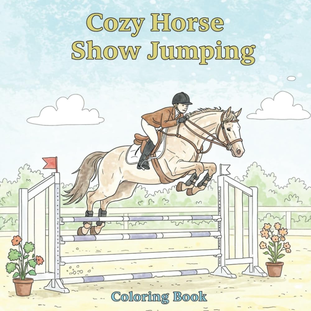 Cozy Horse Show Jumping Coloring Book: Bold and easy for Equestrian lover (Adult & Kids) (Horses Books)
