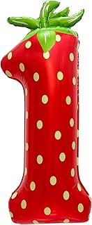 40 Inch Strawberry Number 1 Balloon Berry First Birthday Décor for Baby ...