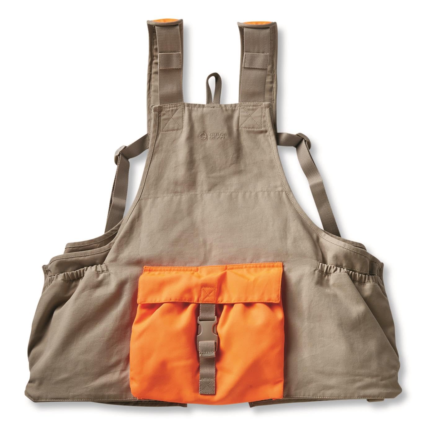 Guide Gear Upland Strap Vest; Fall Season Hunting Jacket Layer Khaki/Blaze M/L