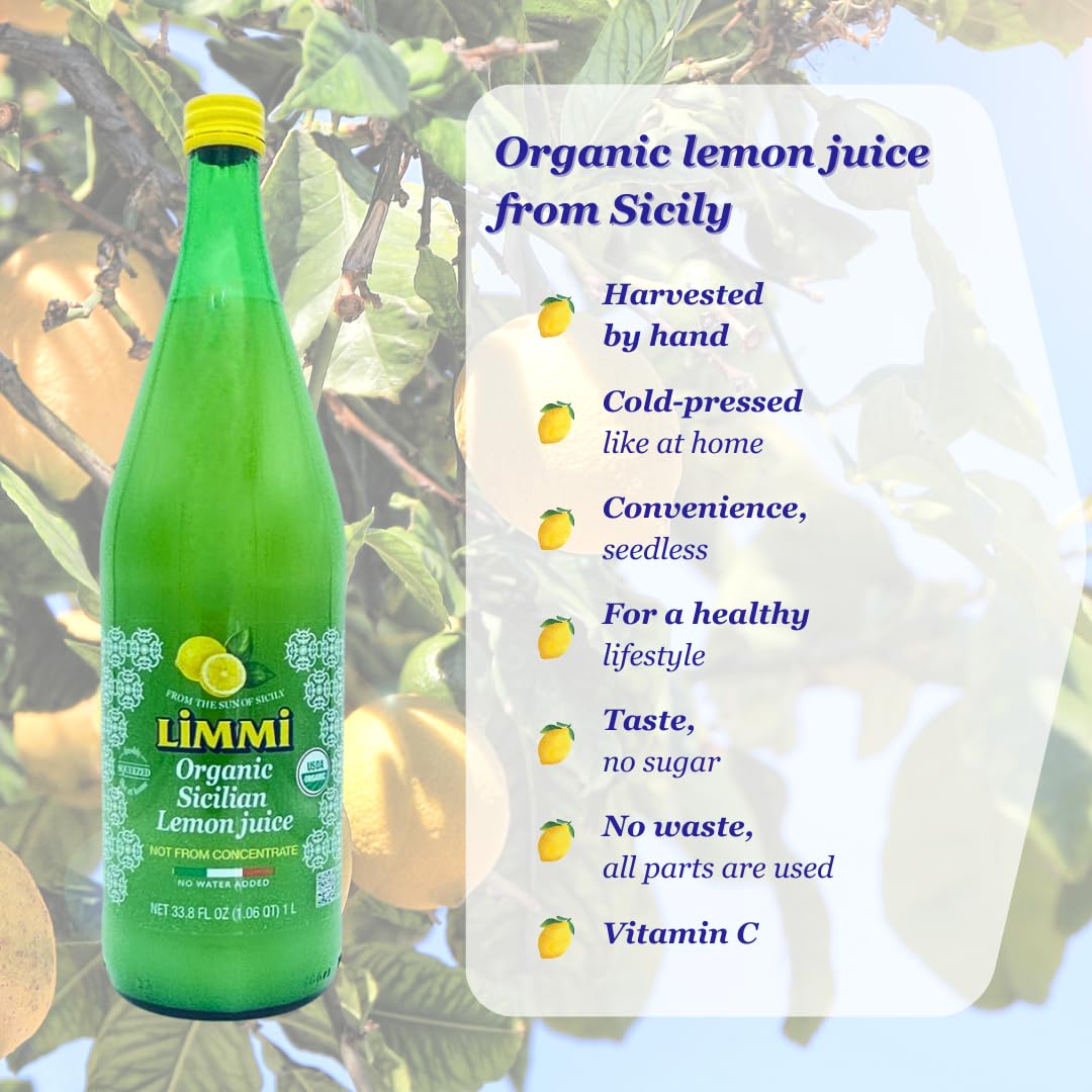 Amazon.com : Limmi Organic Sicilian Lemon Juice, 33.8 fl oz (1L