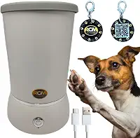 Limpador Automático de Patas de Pet em Silicone Confortável Eficiente Facilita Limpeza Remove Sujeira Acompanha Tag de Identificação e Localização do Pet com QR Code - RCM Group® (BRANCO)