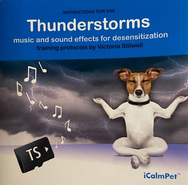 iCalmPet | Through a Dog's Ear: Thunderstorms | Training Program by Victoria Stilwell | Micro SD Sound Card | 1-hr | Clinically-Tested Music and Sound Effects for desensitization