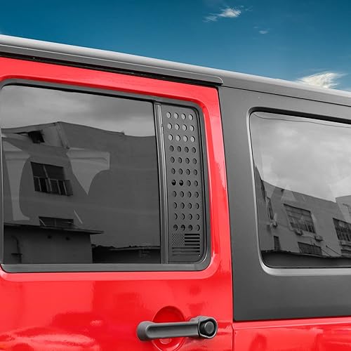 Miniatura 6 de Hoolcar Adhesivos para ventana de puerta trasera, cubierta de panel de vidrio de aleación de aluminio para Jeep Wrangler JKU 2007-2017, 4 puertas