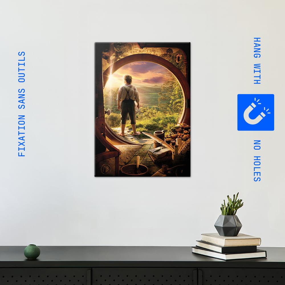 Displate Affiche Métallique Le Seigneur des Anneaux - Middle-Earth - The Hobbit Unexpected Journey - Déco Maison Chambre - Cadeau - Decoration Murale Salon Metal Poster 32 cm x 45 cm