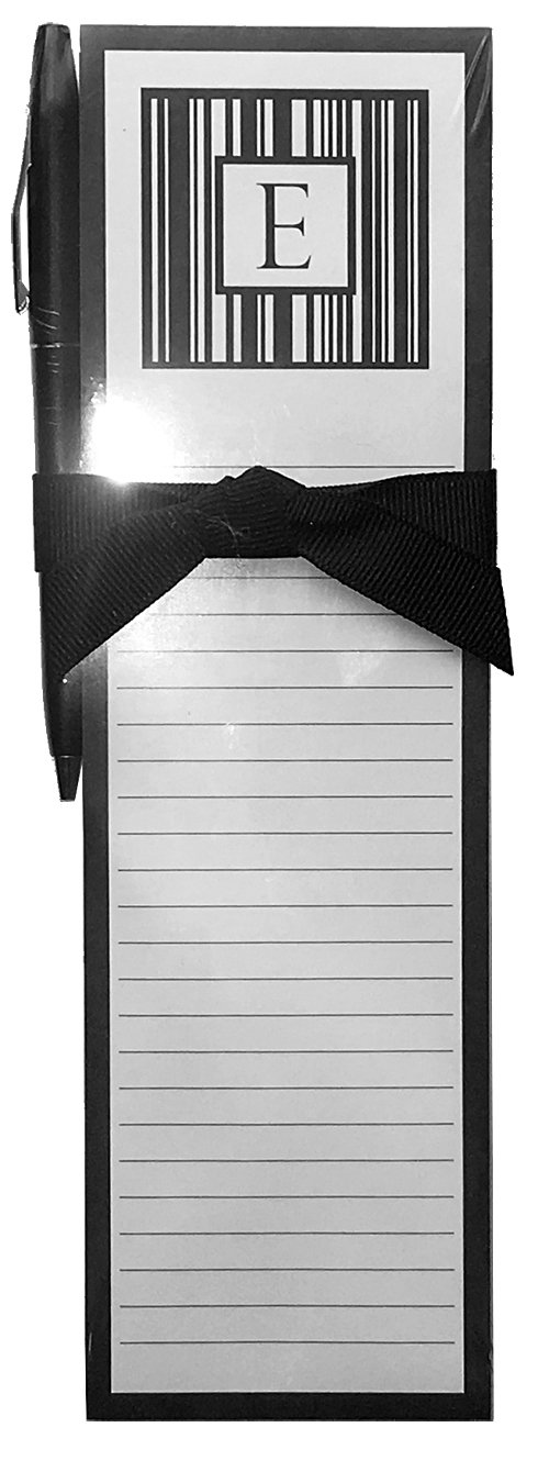 "Monogram E" Magnetic List Pad & Pen Gift Set, Blanc Noir Series