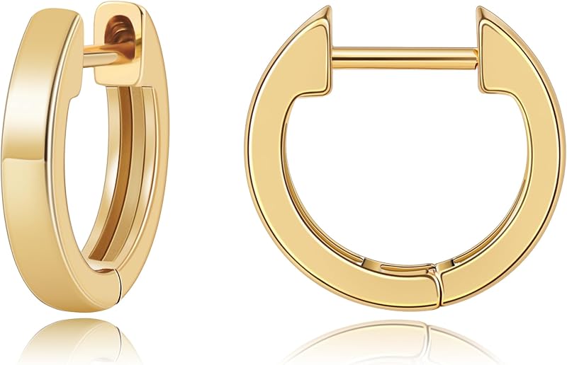 Huggie Earrings for Women, 14K Gold Plated Small Hoops | Lightweight Huggie Design, Minimalist Cartilage Hoops, Jewelry Gift for Women