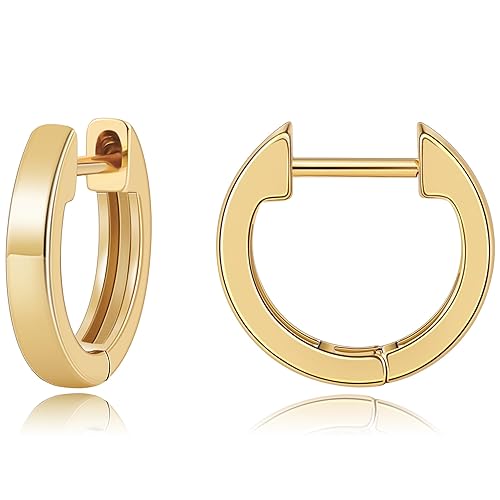 Gacimy Gold Huggie Earrings for Women, 14K Real Gold Plated,