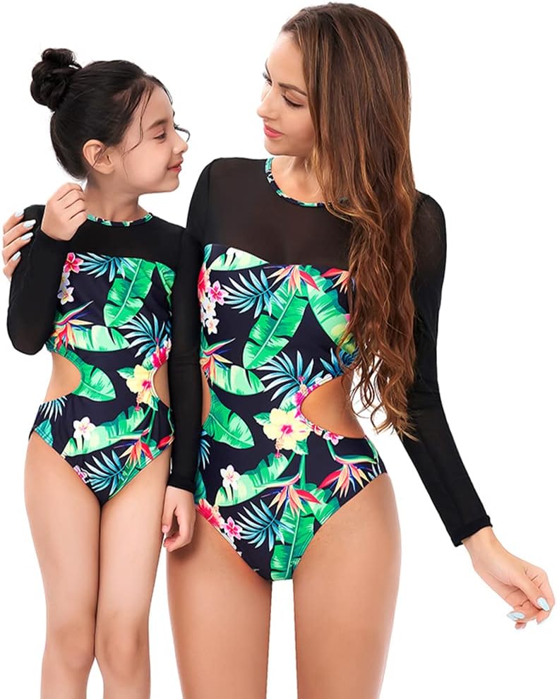 Mommy and Me Matching Family Swimsuit Ruffle Women Swimwear Kids Toddler Bikini Bathing Suits Summer Beachwear Sets