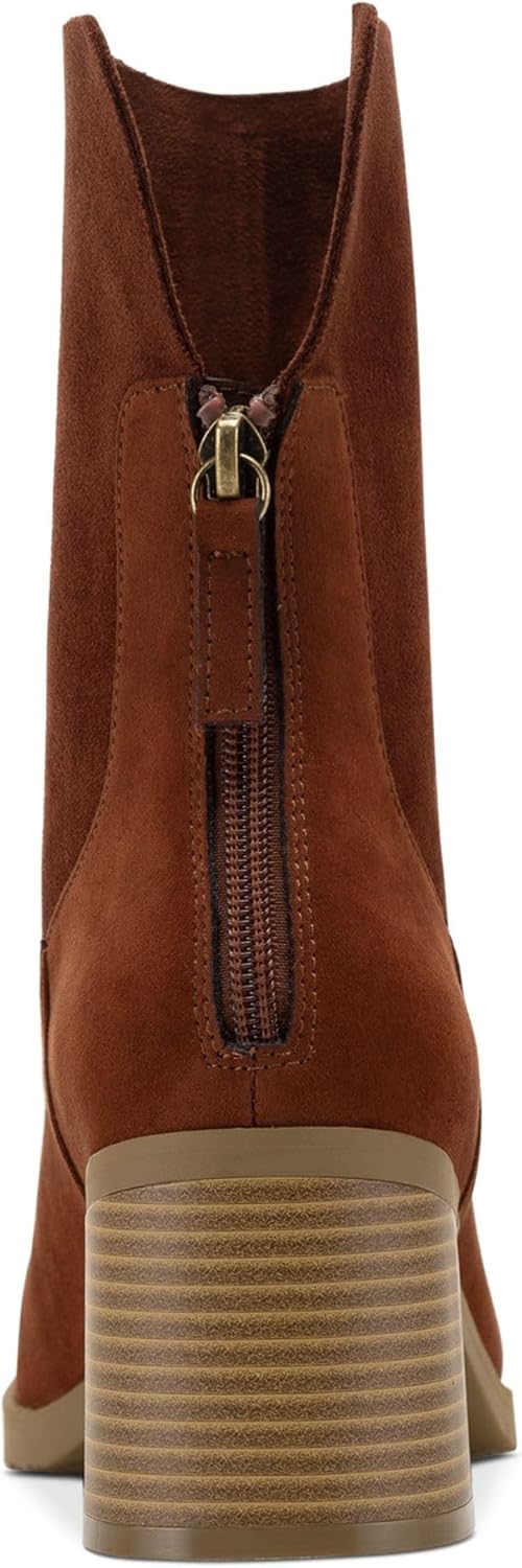 SUN STONE Womens Brown Stretch Cushioned Lyraa Round Toe Block Heel Zip-Up Booties 10 M - Image 2