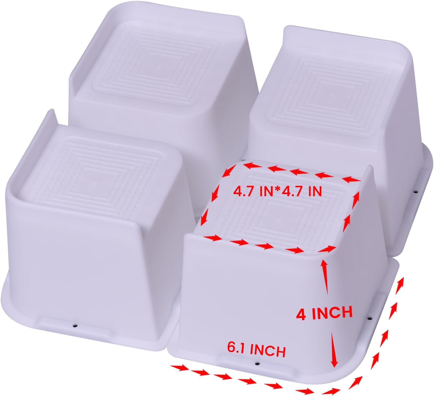 Bed Risers 4 inch,6 inch, 8 inch, Oversized Furniture Risers, Support Up to 6000 Lbs, Lift 4 inch for Couch, Sofa, Table,Chair (White 4 Pack, 4 inch)