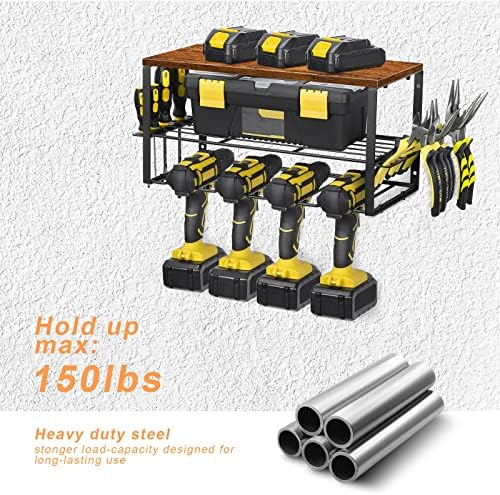 Nandae 2 pack Power Tool Organizer, Garage Tool Organizers,Drill Holder Wall Mount, Heavy Duty Metal Tool Shelf, Utility Storage Rack for Cordless Drill, Separate Tool Rack Gift for Men Dad