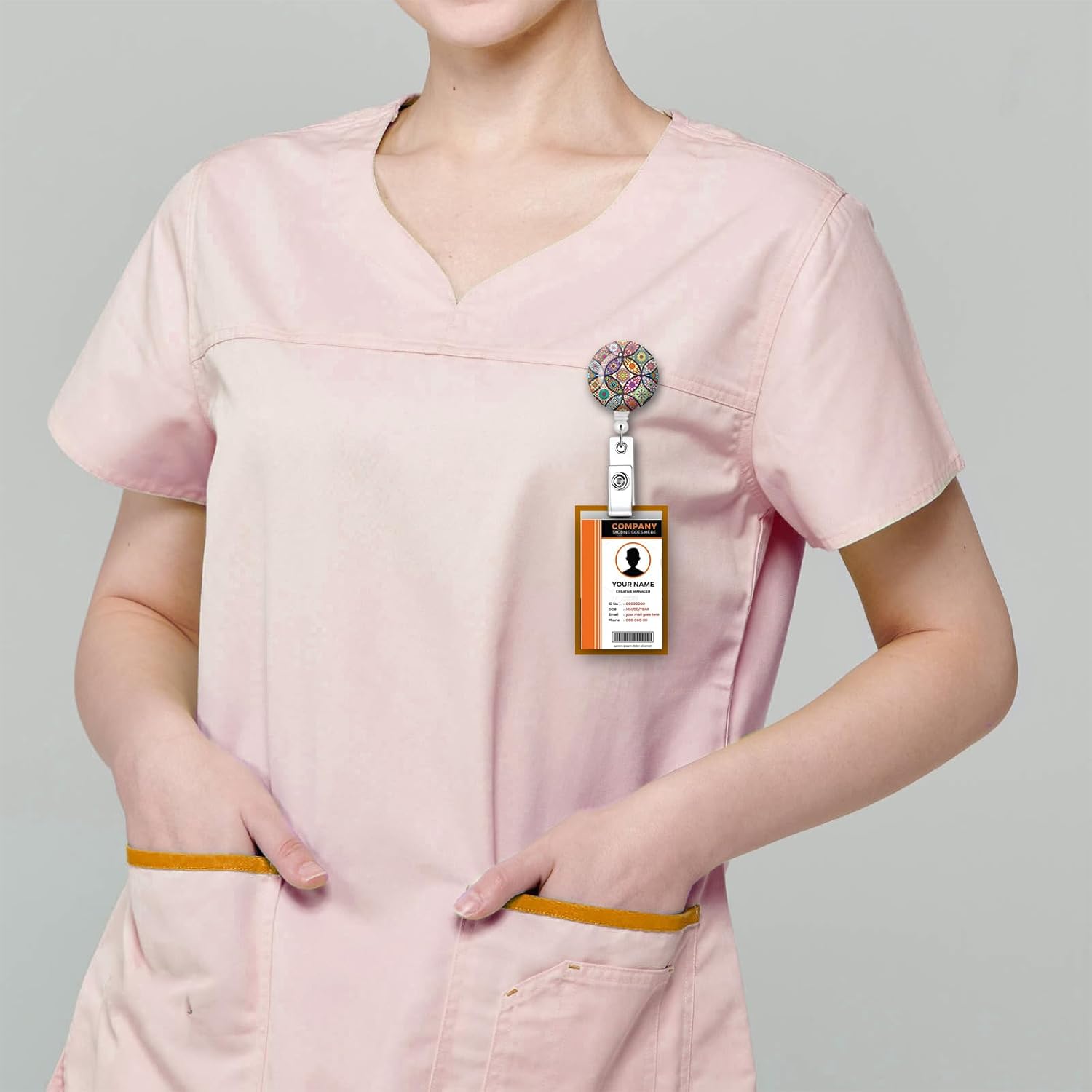 2 Pack Retractable Badge Holders Cute Badge Reel Badge Clip ID Card Holders for Student Office Worker Doctor Nurse Teacher(Colorful) - Image 5