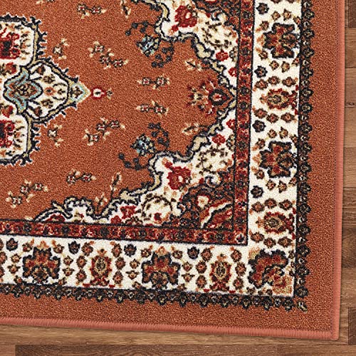 Antep Rugs Alfombras Oriental Traditional 2X4 Non-Skid (Non-Slip) Low Profile Pile Rubber Backing Kitchen Area Rugs (Rust Brown, 2'3" X 4') #TOP3