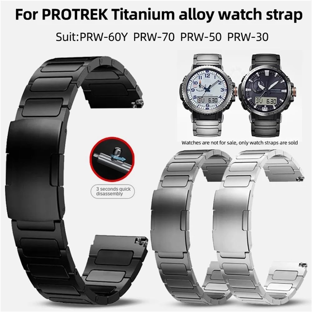 Bracelet de montre en titane 23 mm for Casio Protrek PRW-30, PRW-50, PRW-60Y, PRW-70