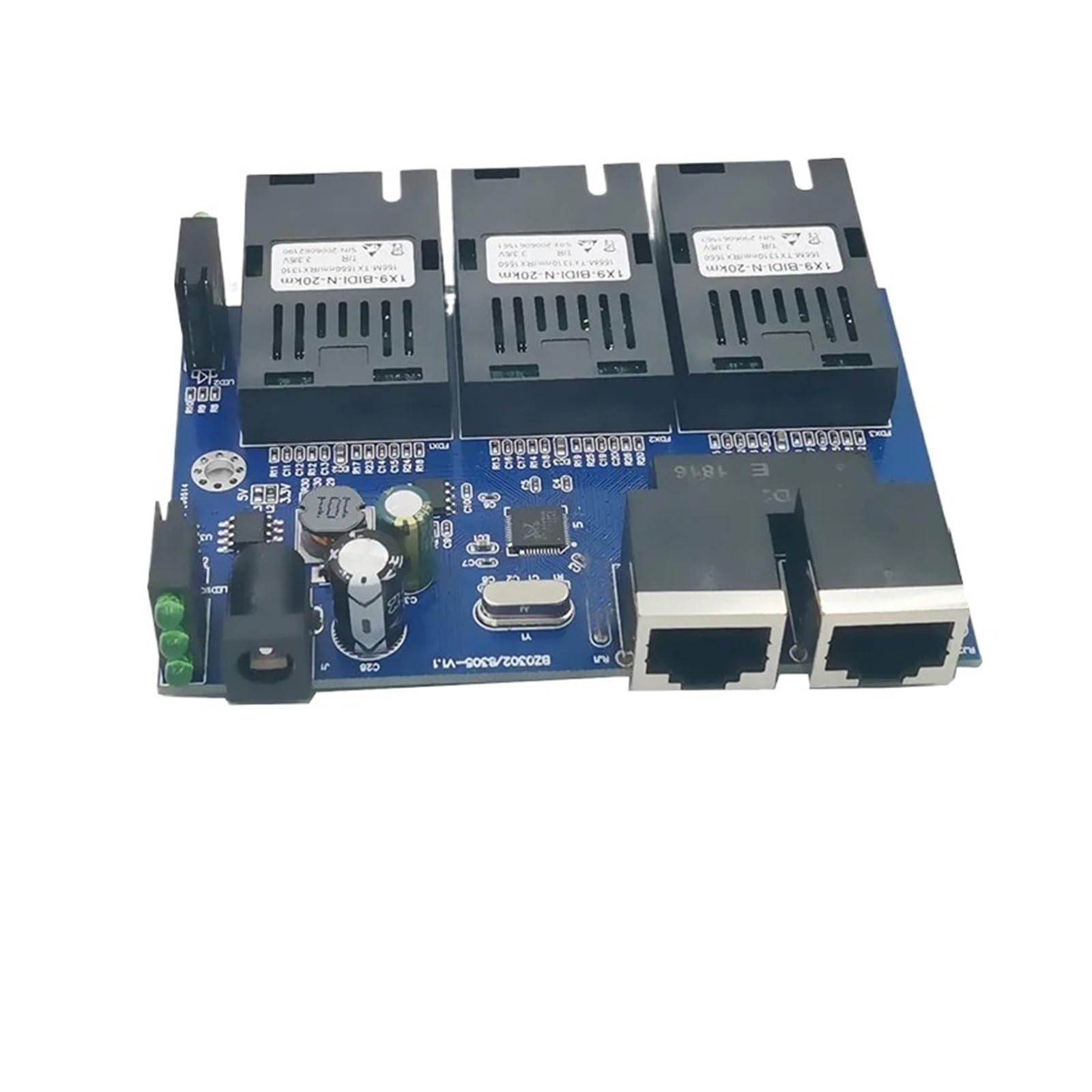 Commutateur/convertisseur Fast Ethernet 3F2E, monomode, 20 km, 2 ports RJ45, 3 fibre optique 10/100 Mbit/s(3PCS PCBA Power)