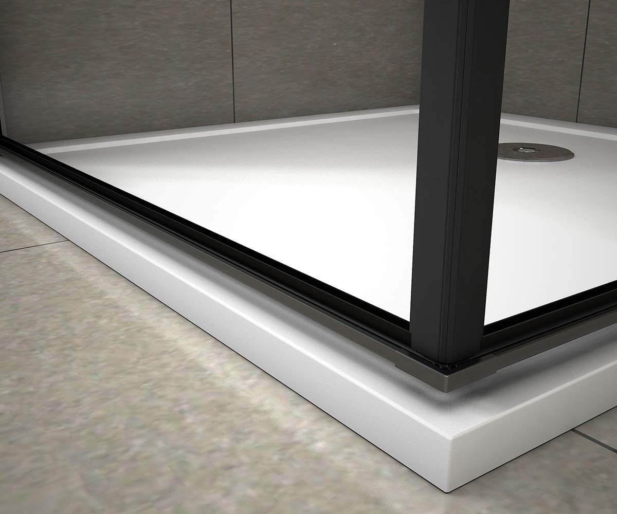 AICA cabine de douche 90x80 noir porte pivotante verre anticalcaire