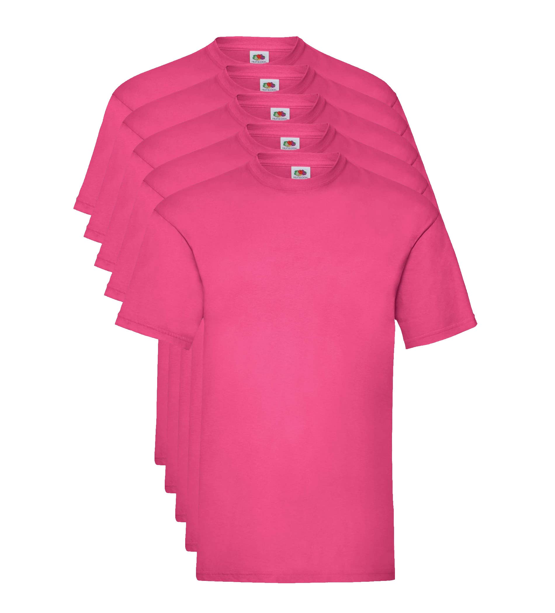 FRUIT OF THE LOOM Men's Valueweight 5 Pack T Shirt, Pink (Fuchsia 52), M UK