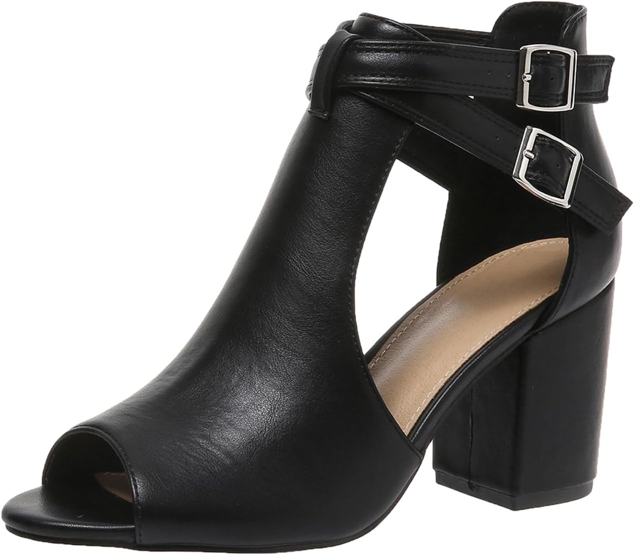 Toe Ankle Strap Bootie Peep Toe Shoes For Women Peep Toe Bootie