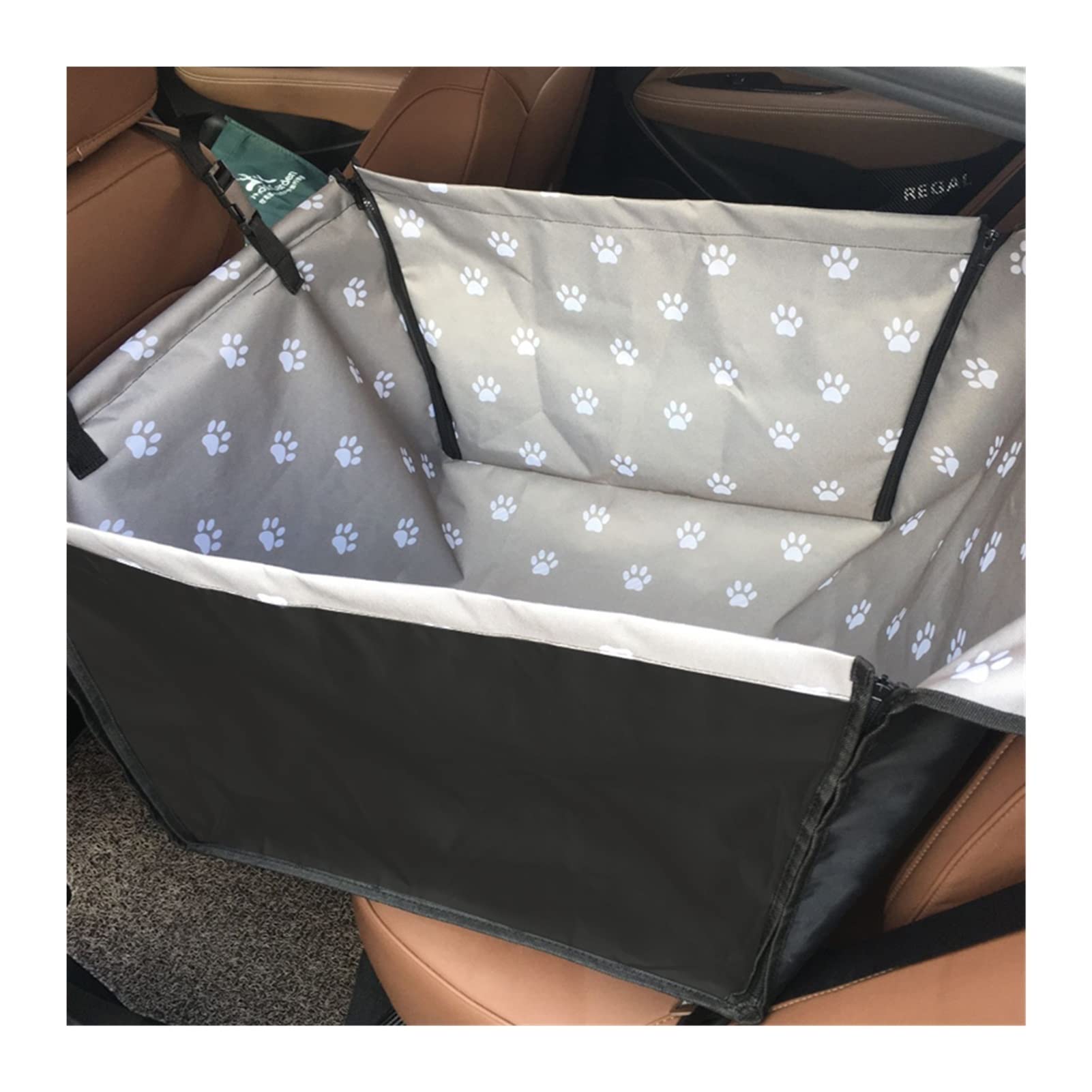 ochraniacz samochodowy Pet Carrier Dog Fotelik samochodowy Zawieszenie Materac Przewożący psa Transport Pokrowiec na siedzenie(Black footprint)