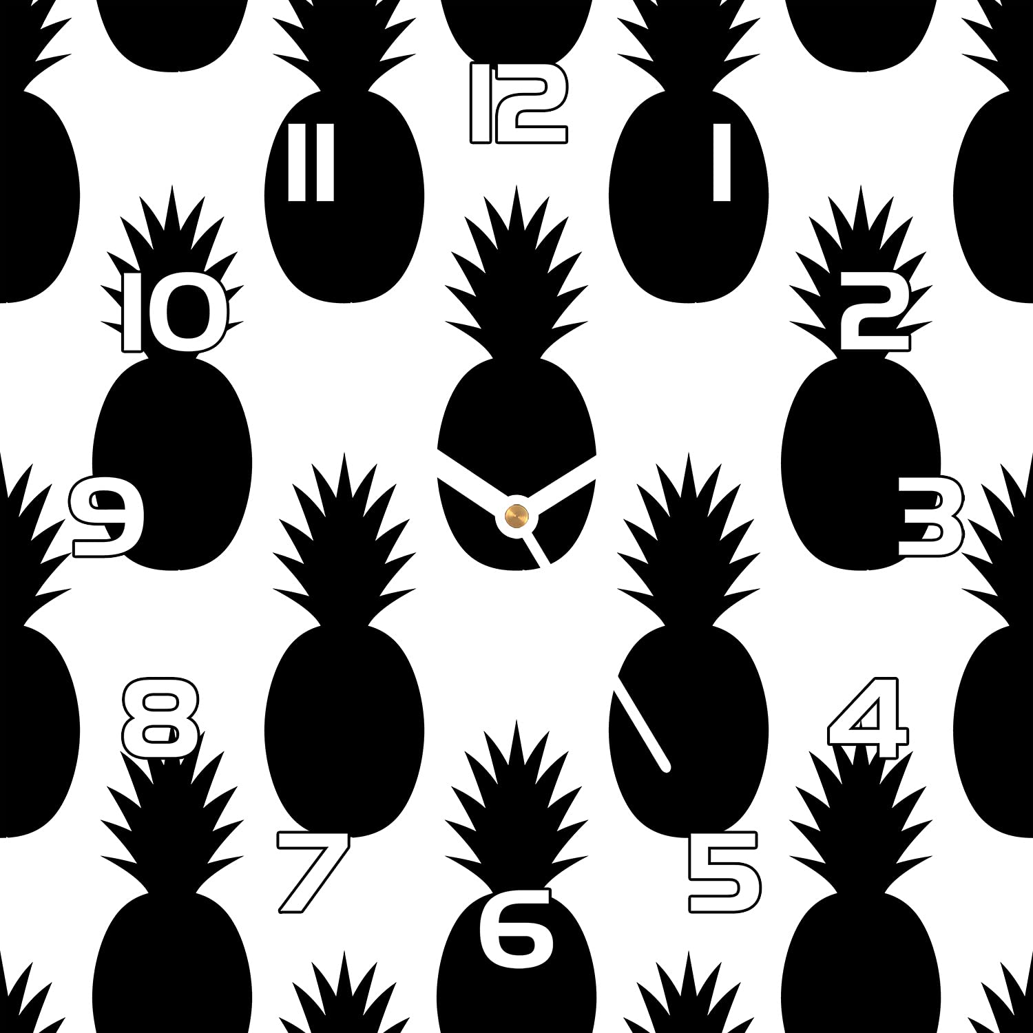 Horloge en verre moderne pour salon et cuisine design motif ananas Coloray
