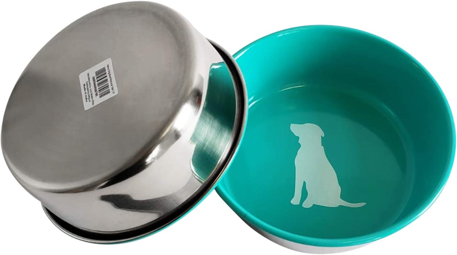American Pet Supplies Dog Bowls, Set of 2 Colored Heavy Gauge Stainless Steel Bowls (8 oz Each) for Puppies and Dogs, Turquoise