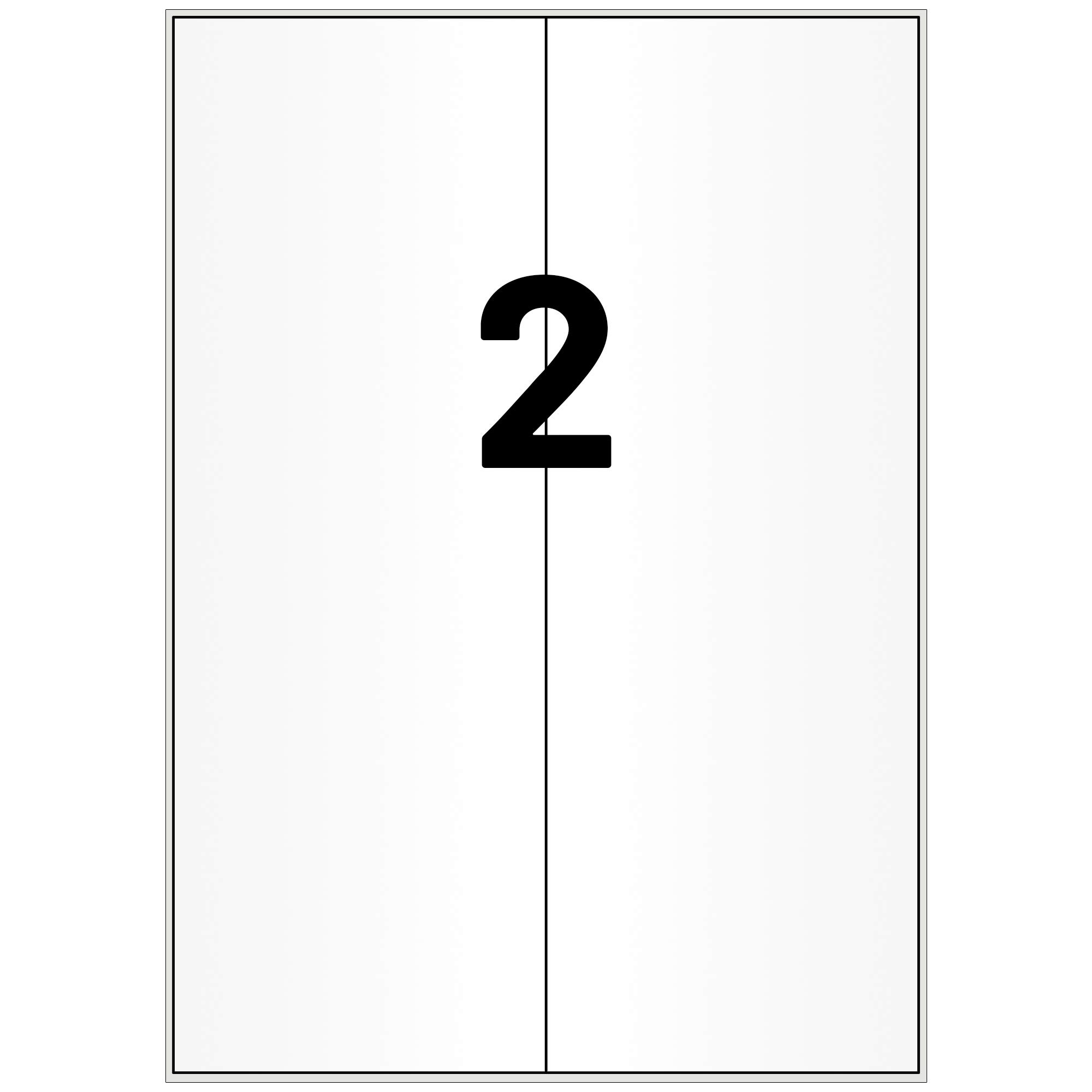 Labelident Laser-Etiketten 105 x 296 mm weiß - 2 Etiketten pro A4-Bogen - 1.000 Etiketten (500 DIN A4 Bögen) geeignet für Laser- & Inkjetdrucker