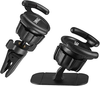 Universal Air Vent Car Mount and Dashboard Sticker Holder 360 Rotation Clip Car Mount Phone Holder with Adjustable Switch Lock for Smartphones GPS Navigation 2 Pack, Black