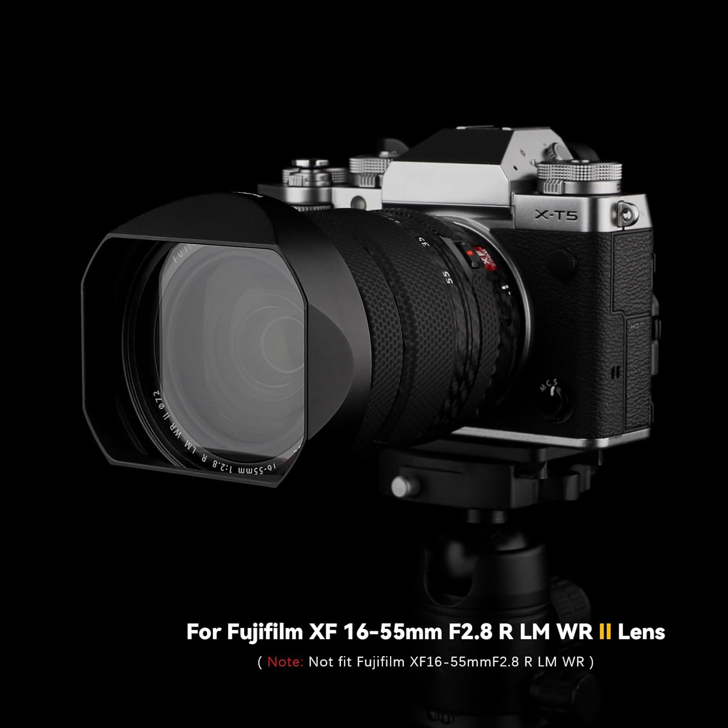 Haoge LH-X18N Bayonet Square Metal Lens Hood for Fujifilm Fuji XF 16-80mm F4 R OIS WR, Fujinon XF16-55mmF2.8 R LM WR II Lens Shade with Metal Cap