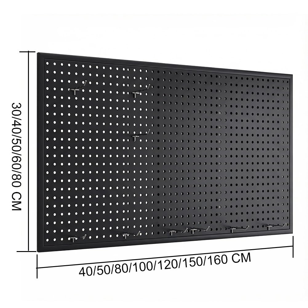 Metalowa tablica śledziowa fornizat 30 Hoo Panel ścienny Sto do narzędzi, pokoju rzemieślniczego, kuchni, pokoju gier, czarna, 50 x 160 cm