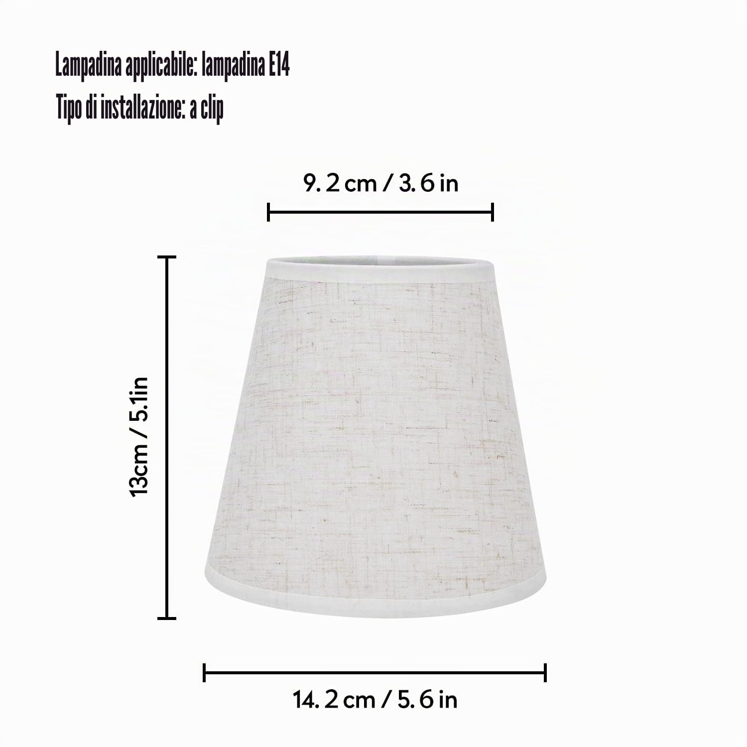 2 Pezzi Paralume Tessuto Piccolo per E14, Clip per Lampadine, Accessori per L'illuminazione del Lampadario di Cristallo e Lampada da Parete