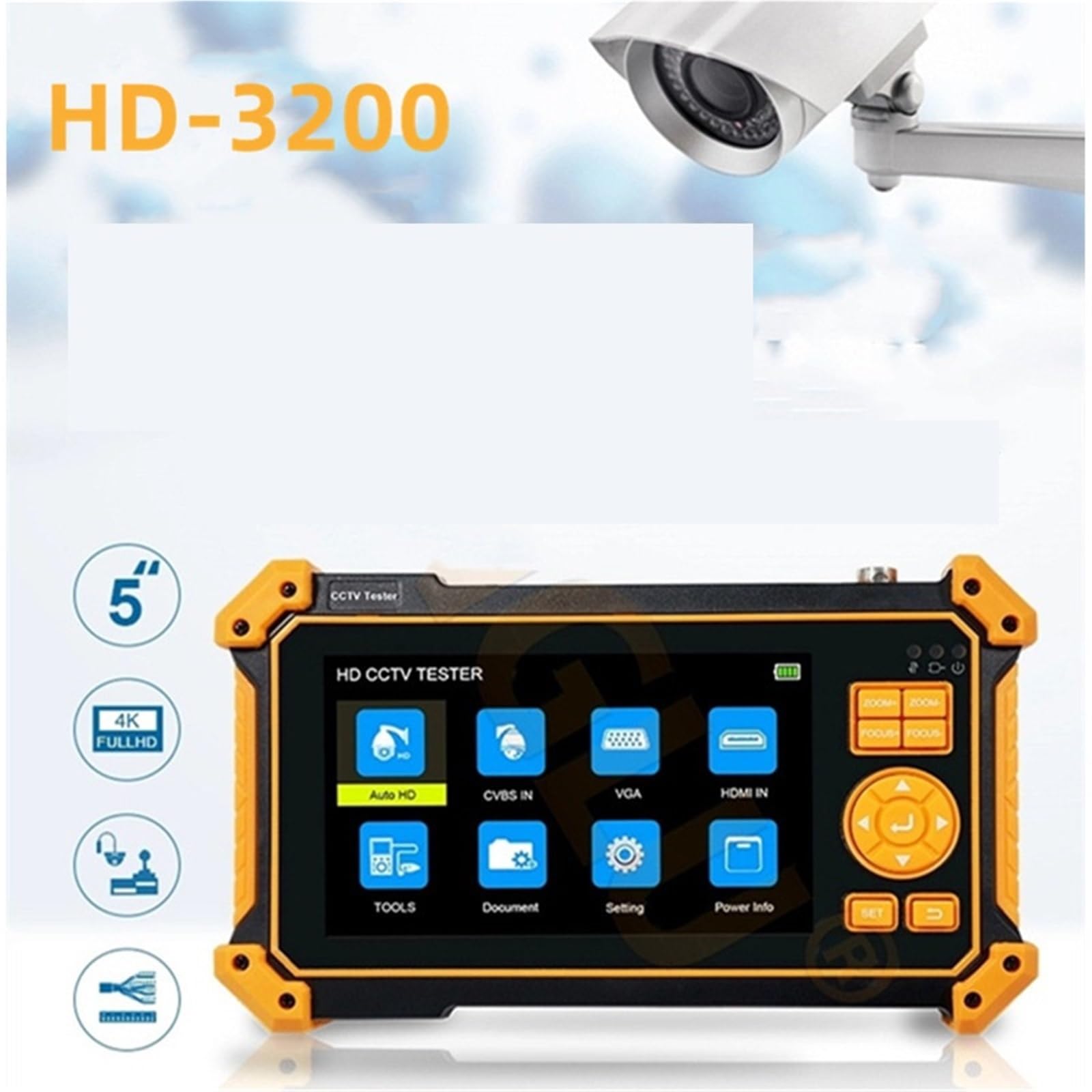 Tester per cavi, Tester di videosorveglianza coassiale Bao HD-3200 da 5 pollici con ingresso HDMI VGA,per la casa