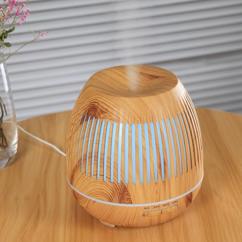 Humidificateur diffuseur d'arômes 400ml grain de bois veilleuse et purificateur d'air