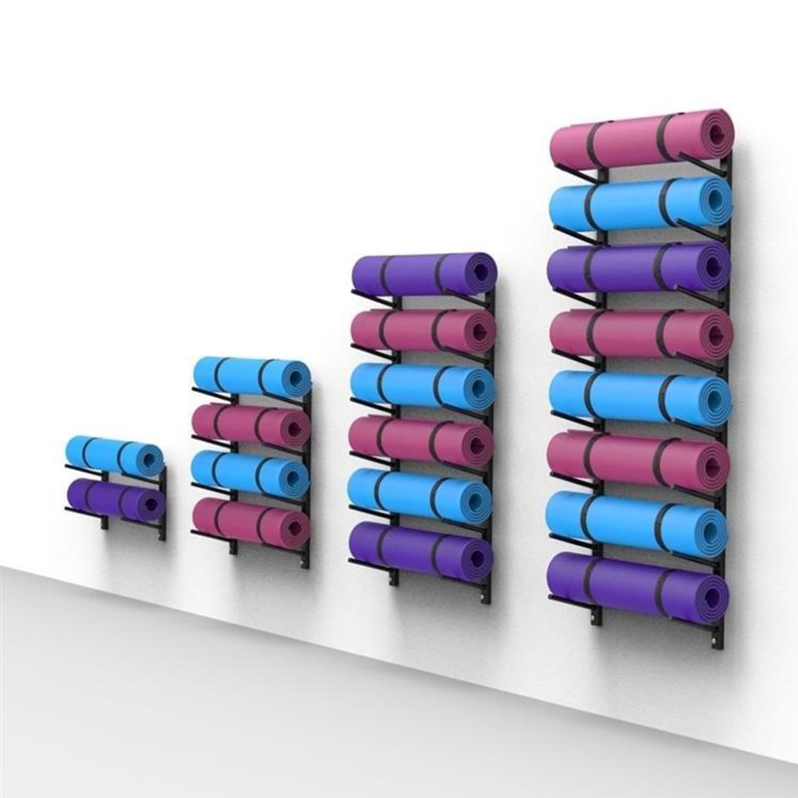Soporte para Esterilla de Yoga, Soporte de Pared para Esterilla de Yoga, Estante para Guardar esterillas de Ejercicio, Organizador de Rodillos y Bloques de Espuma, Estante de Pared Que ahorr