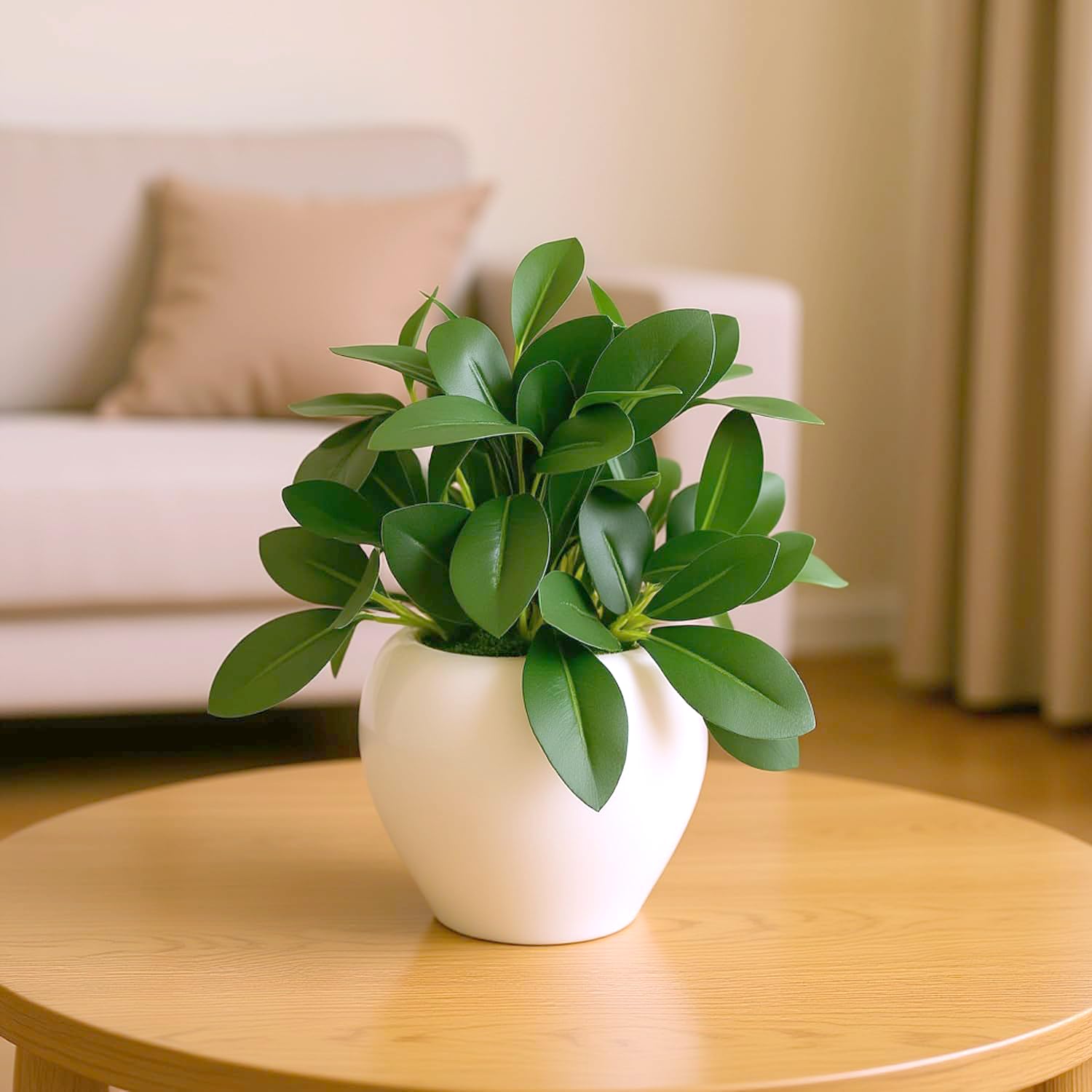BonKaso 4 Inch White Apple Shape Flower Pot for Home Decor (Pack of 6) | Unbreakable Plastic Planter with Ceramic Look Finish for Living Room, Bedroom, Office & Balcony (11 x 11 x 9.5)-image-8