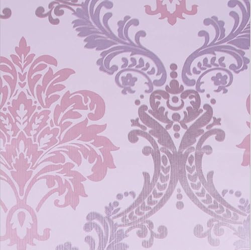 Miniatura 2 de Teemall Adhesivo autoadhesivo para gabinete de estante extraíble de damasco morado de 17.7 x 118 pulgadas