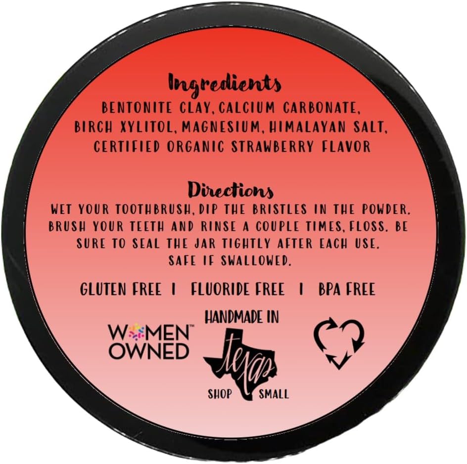 Simply Sooney Remineralizing Vegan Mineral Tooth Powder I Strawberry Formula I Natural Ingredients I Stronger Teeth 1.5oz (1.5 oz jar)