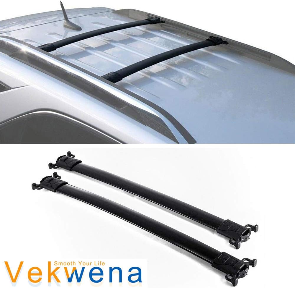 Vekwena 2pcs Roof Racks Top Rail Carries For 10-17 Equinox & 10-17 Terrain Blk Aluminum