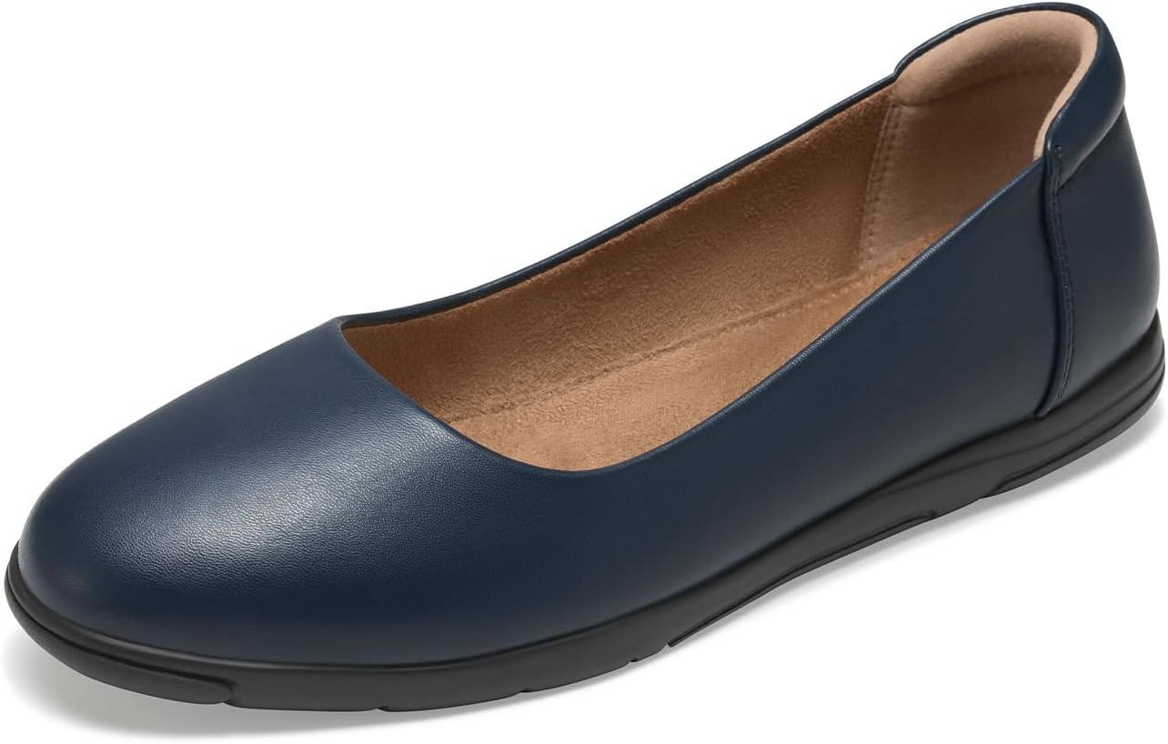 VEEYOO Women's Comfortable Ballet Dressy Flats, Round Toe Slip On Flats Dress Work Shoes for Business Casual