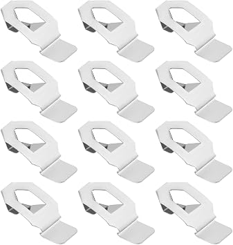 Create idea 12PCS Photo Frame Clips Picture Hanger Fastener Artwork Back Plate Fixing Hardware Metal Spring Turn Clip Hanging Supplies Silver Tone 26x12mm