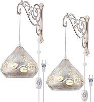 Vista 14 de 2 apliques de pared colgantes con enchufe regulables, luces de pared ajustables con cable de enchufe y regulador de intensidad de encendido/apagado