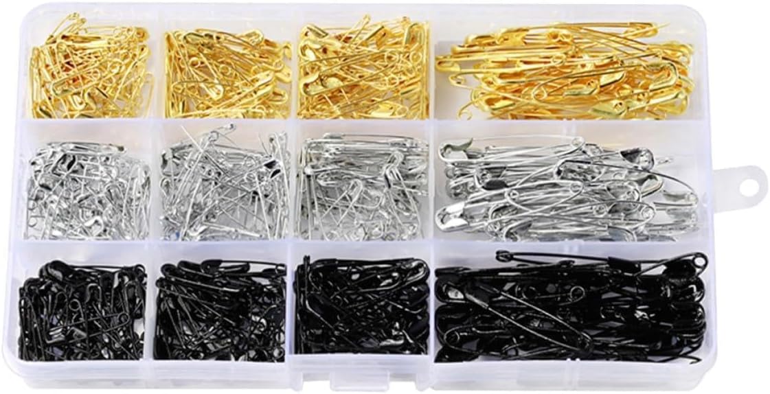 540pcs Box Assorted Small Safety Pins Metal Needlework Tailoring