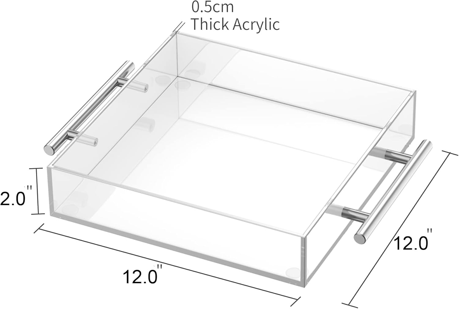 Clear Serving Tray 12"x12" - Acrylic Decorative Tray with Handles - Image 4