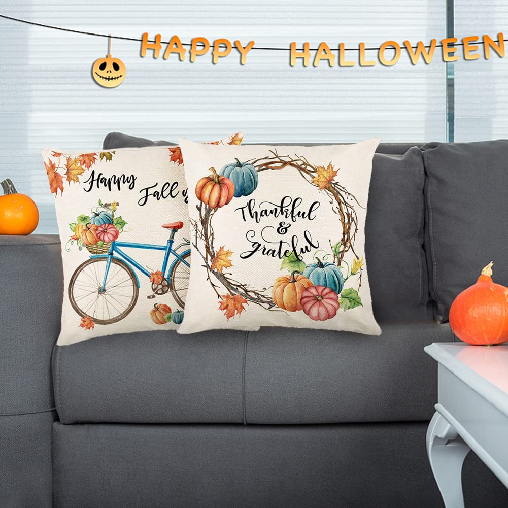 Set da 4 Federe per Cuscini a Tema Ognissanti con Fantasmi e Zucche, Decorazioni per Ognissanti, Materiale Morbido e Vellutato - 45cm X 45cm - Decorazioni per la Casa a Tema Ognissanti