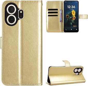 Flip Leathe Case Compatible with TCL NxtPaper 70 Pro 5G T807D T807W T807E Cell Phone Protective Case Gold