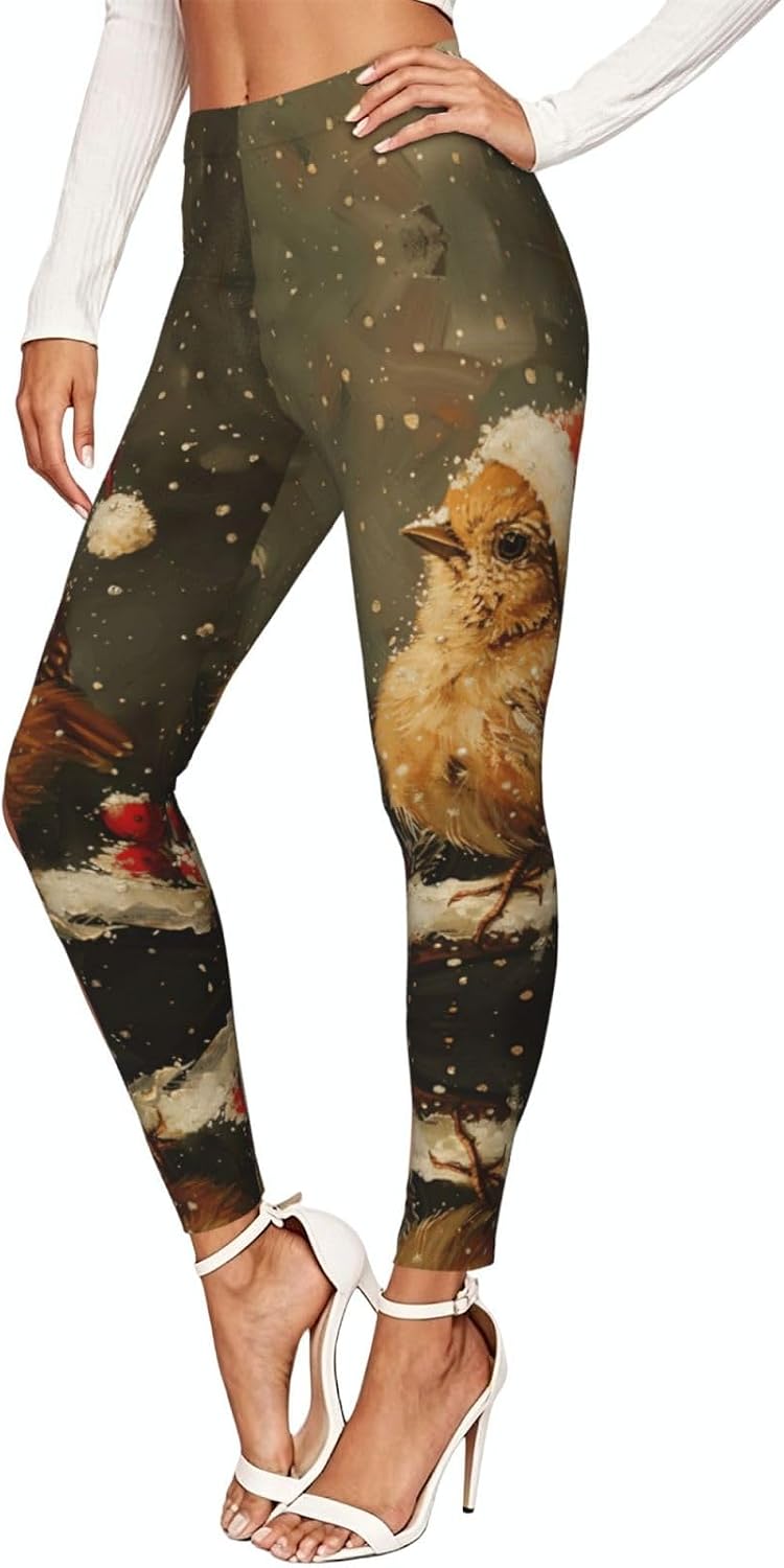 Merry Christmas Print Women's Leggings,Workout Pants for Women,for Gym,Running Black
