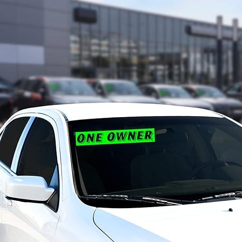 Miniatura 6 de Versa-Tags Calcomanías de eslogan de vinilo verde Chartreuse – Paquete de 12 para publicidad de parabrisas de concesionarios de automóviles,