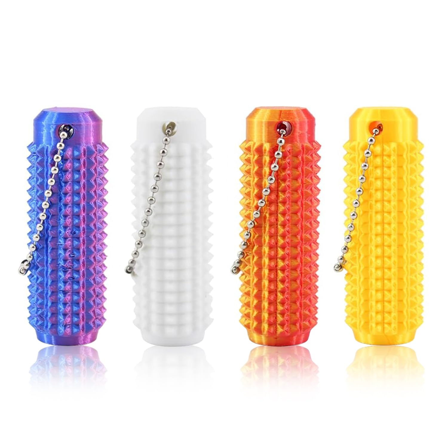 4 PCS Little Ouchies Pain Fidget, Fidget Keychain Spiky Keyring, Keyring Stimming Sensory Toys, 3D Printed Spiky Grippie Stim Keychain